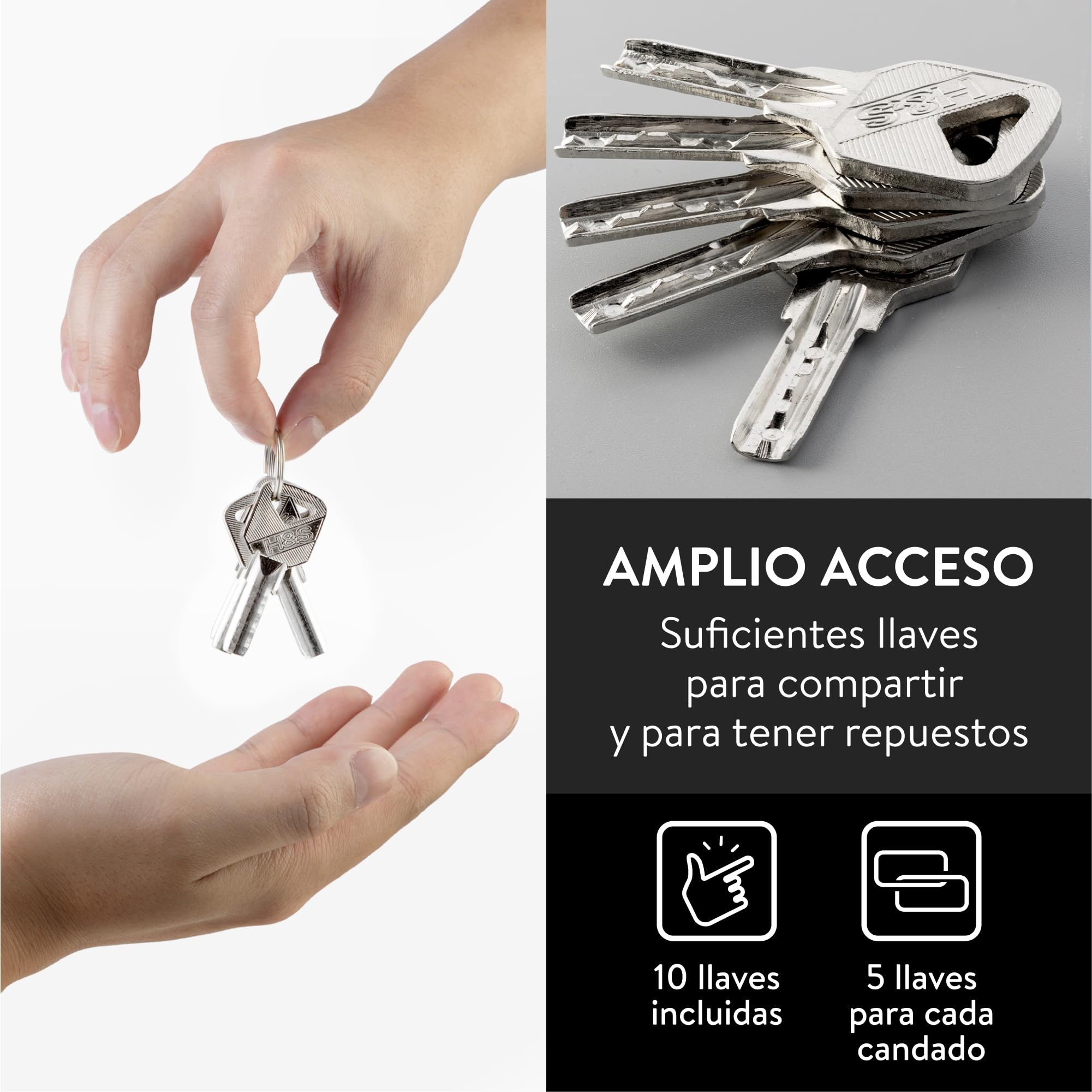 H&S 5 llaves 60 mm Heavy Duty Almacén Contenedor Garaje Contraventana Candado Puerta Cadena Cerradura-Juego de 2