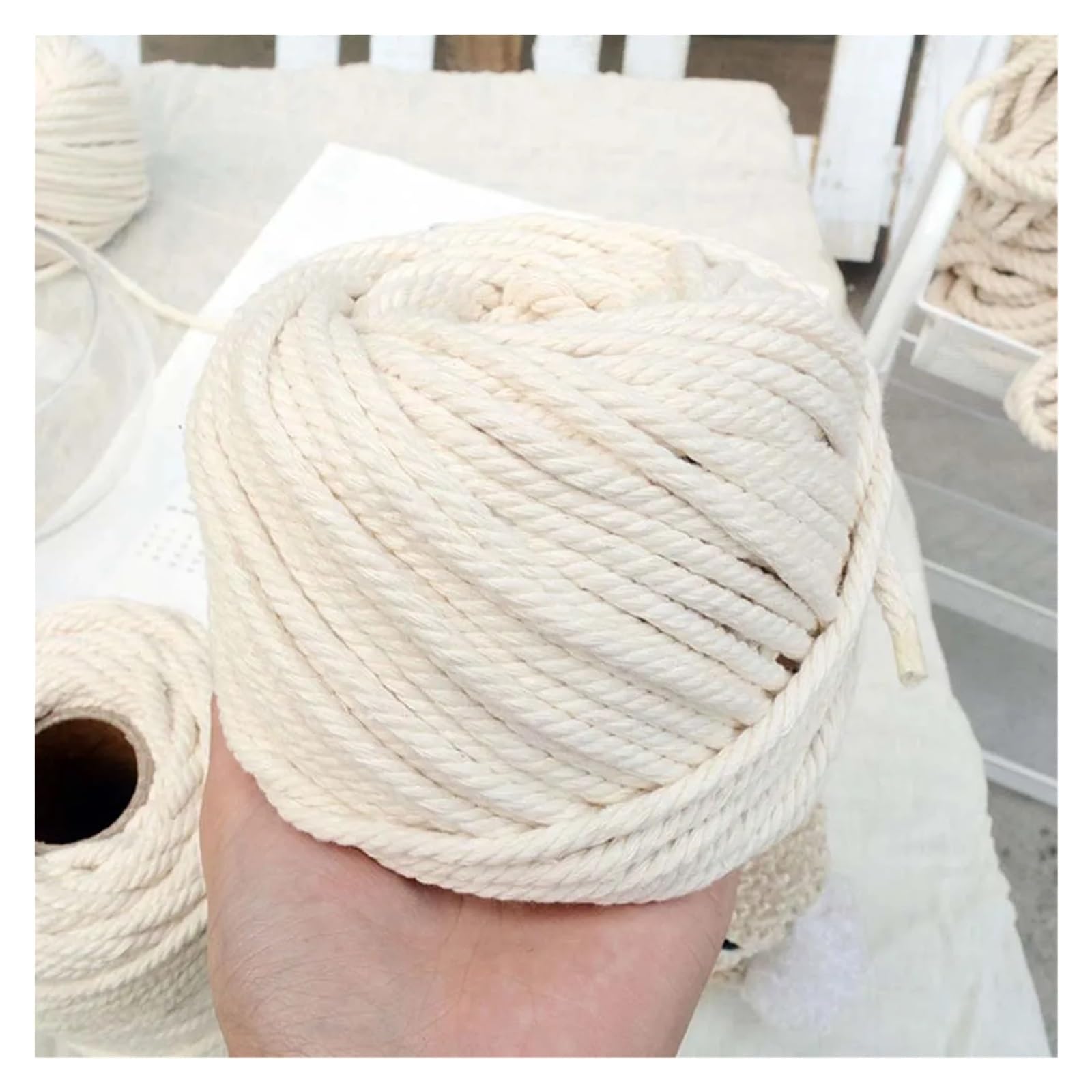 Macrame Rope Twisted String,Cotton 1-12mm For DIY Crafts Knitting Plant Hangers(12mm 10meter)