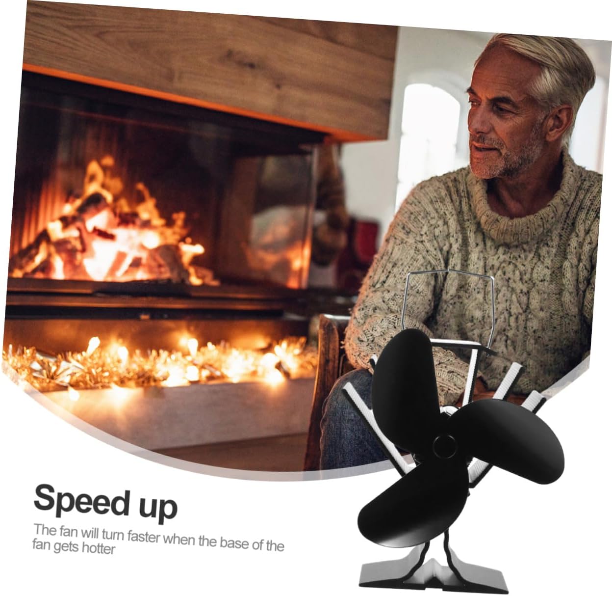 Heat Powered 3-blade Stove Fan for Home Fireplace Efficient Thermal Energy Distribution Family Use Non-electric Fireplace Accessory