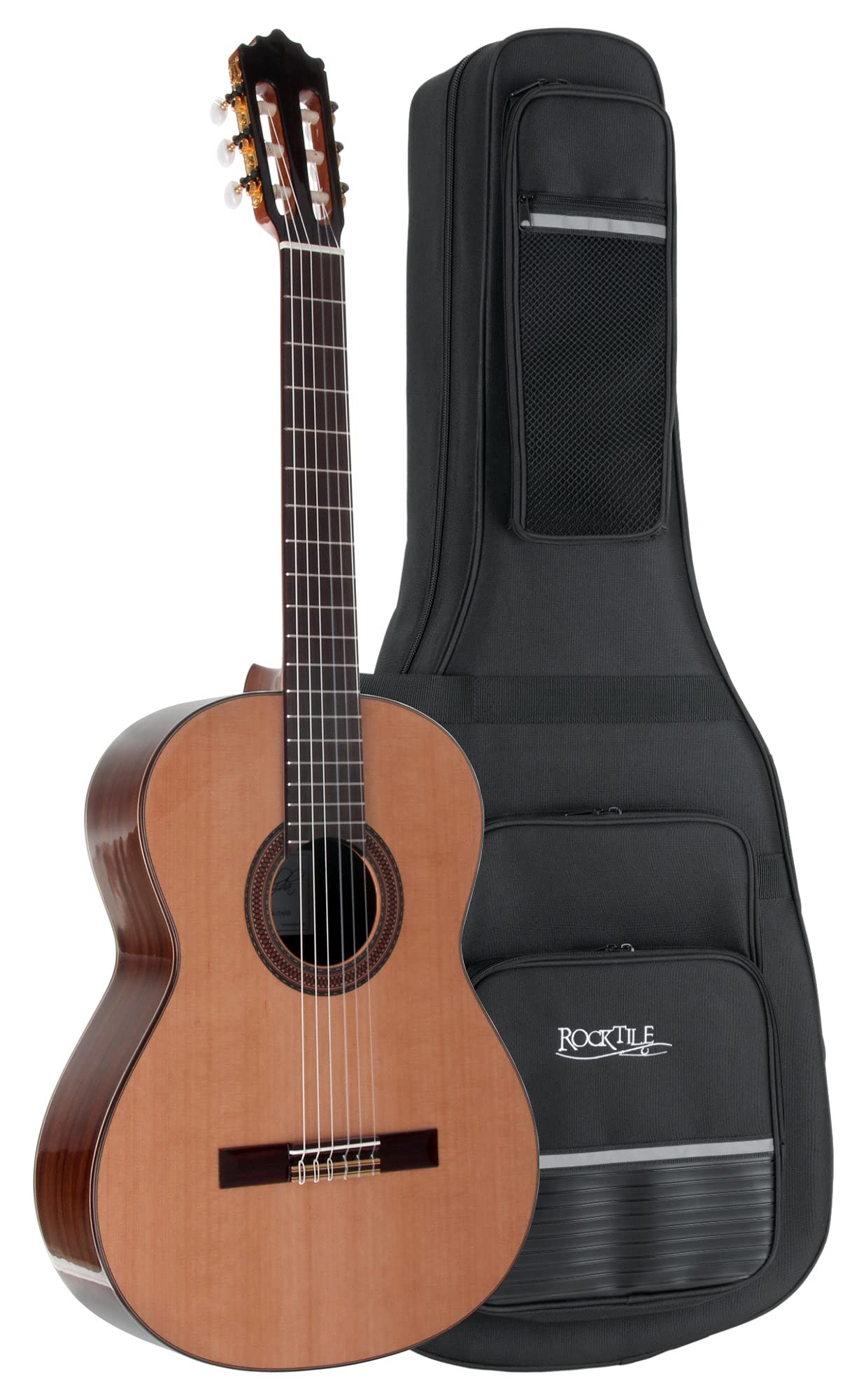 GC203G 4/4 Set de guitarra clásica con estuche ligero | Serie 203, Tamaño: 4/4, Tapa: cedro canadiense macizo, Fondo y aros: Blackwood, Mástil: caoba, Binding (tapa): Blackwood