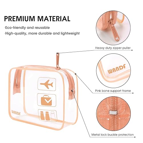 Miniatura 3 de Neceser de viaje transparente aprobado por la TSA con cremalleras, accesorios de viaje de mano, tamaño de cuarto de galón, bolsa de cosméticos,