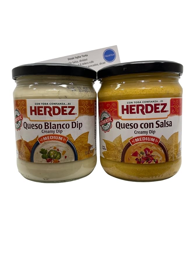 Herdez Creamy Cheese Dip Bundle (1) 15oz Queso Blanco, (1
