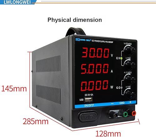 Miniatura 7 de Fuente de alimentación de CC variable, fuente de alimentación de banco de CC regulada de conmutación ajustable de 30 V 10 A con pantalla de