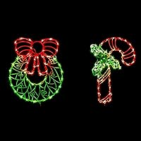 Vista 1 de Decoraciones navideñas iluminadas para ventanas, paquete de 2 luces de silueta de ventana de Navidad enchufables para Navidad, fiesta, hogar, patio