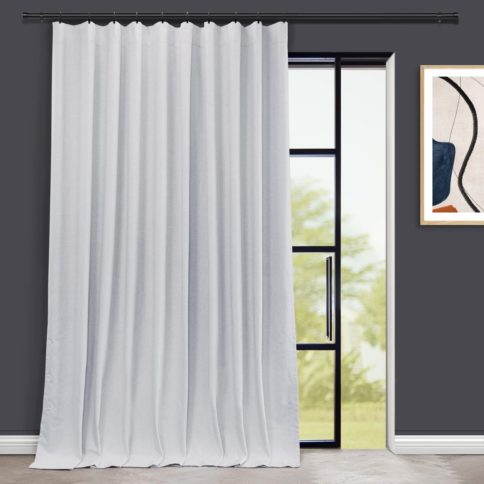 PiccoCasa Thermal Insulated French Room Darkening Door Curtain Panel Navy Blue 72x54