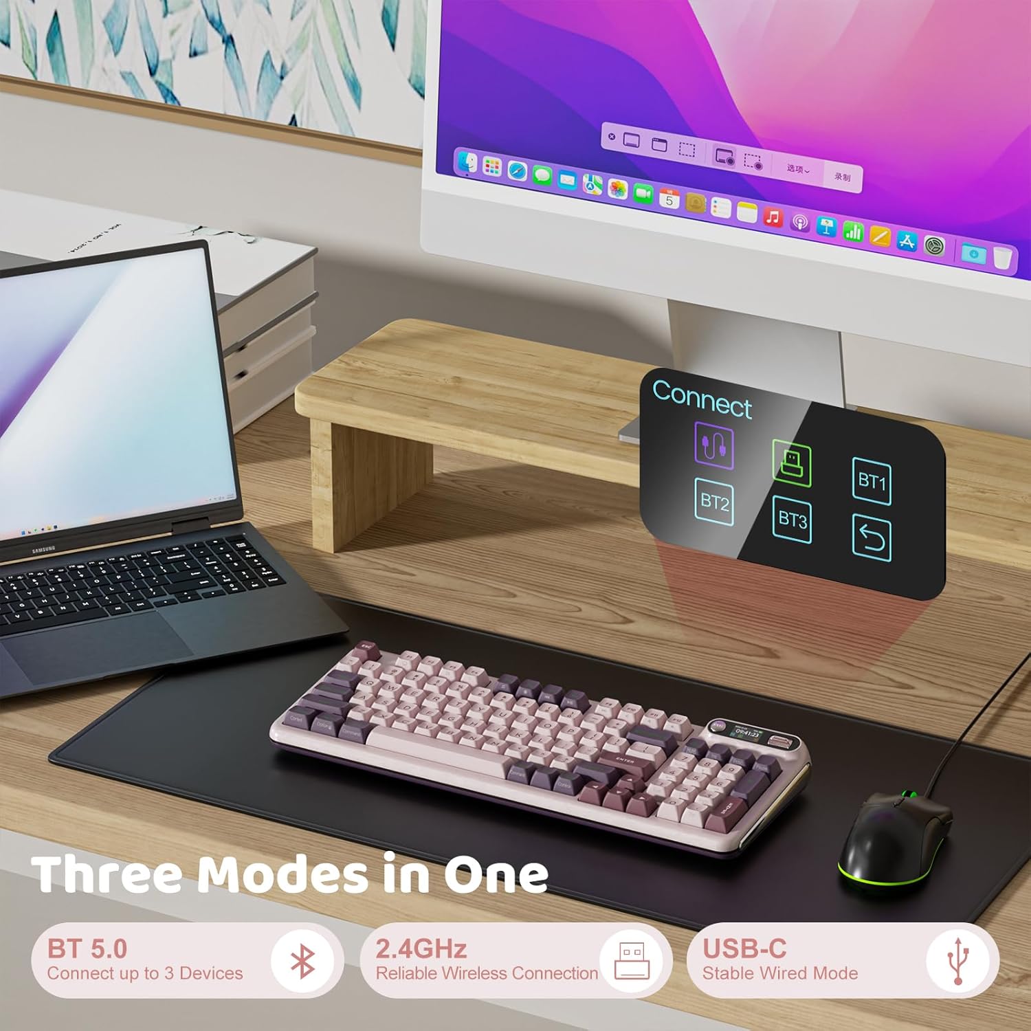 KZZI Z98 Wireless Mechanical Keyboard, Smart Display & Knob, BT5.0/2.4GHz/USB-C, Hot Swappable Custom Keyboard, Pre-lubed Linear Switches, Gasket Mount, RGB Creamy Gaming Keyboard