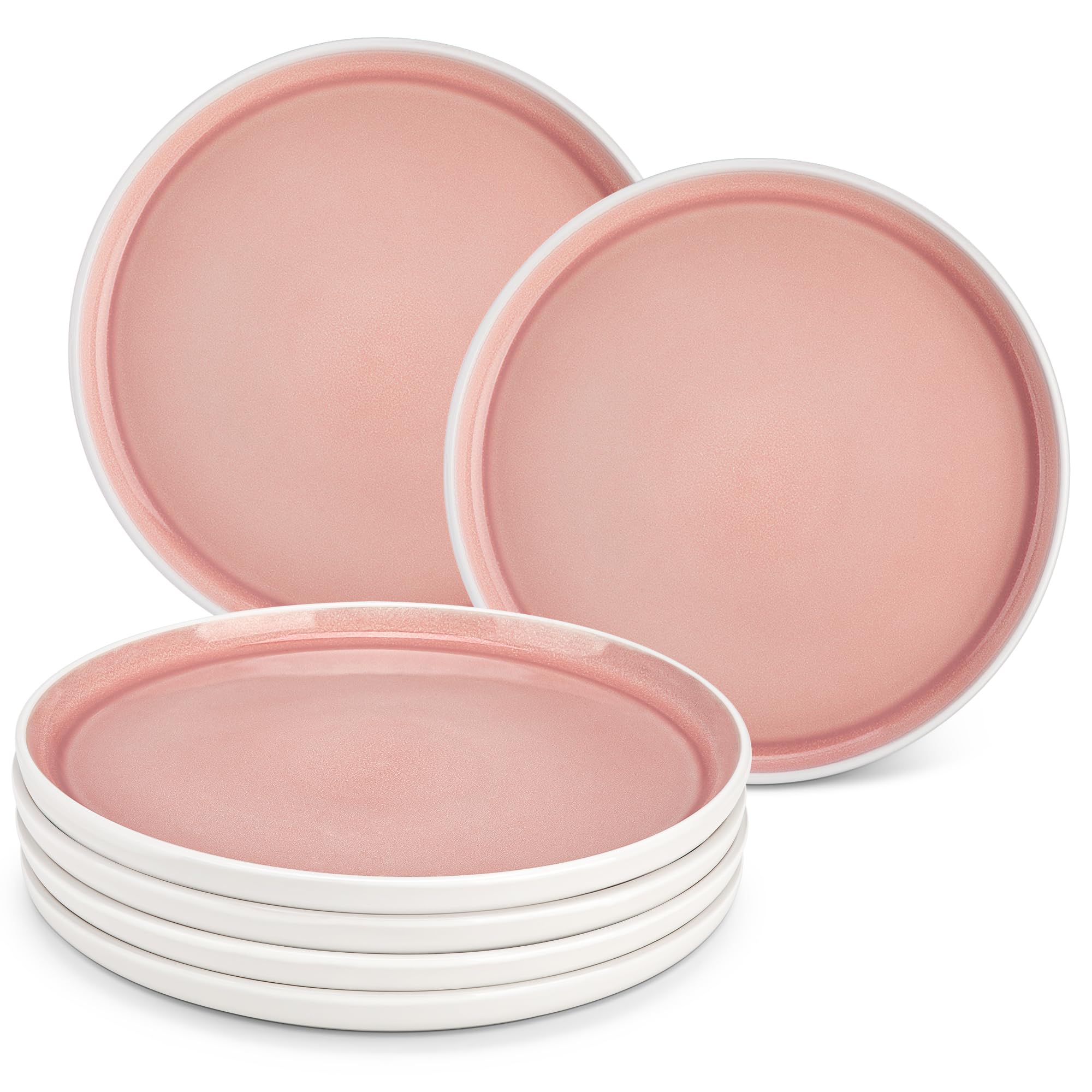 Grandes assiettes plates compatibles micro-ondes vancasso ELBA en grès rose