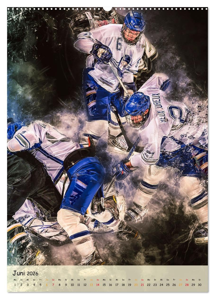 Eishockey spektakulär (hochwertiger Premium Wandkalender 2026 DIN A2 hoch), Kunstdruck in Hochglanz: Teamsport der Extra-Klasse - Kraft, Ausdauer, Härte und Schnelligkeit. (CALVENDO Sport)