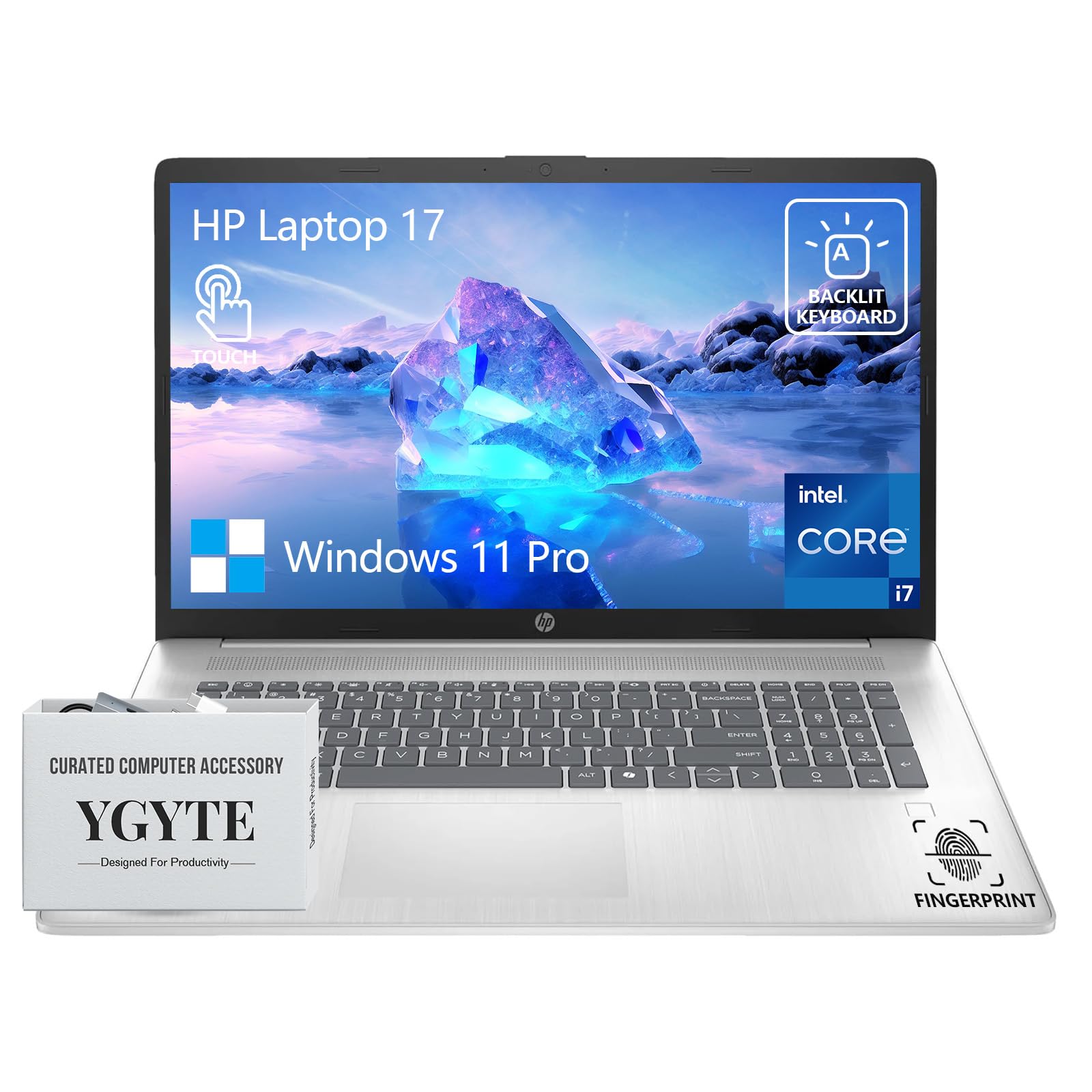 HP 17 Inch Touchscreen Laptop Computer, 17.3" HD+ Touch Screen Business Laptop PC, Intel Core i7, 64GB RAM 2TB SSD, Windows 11 Pro, Backlit 10 Key|