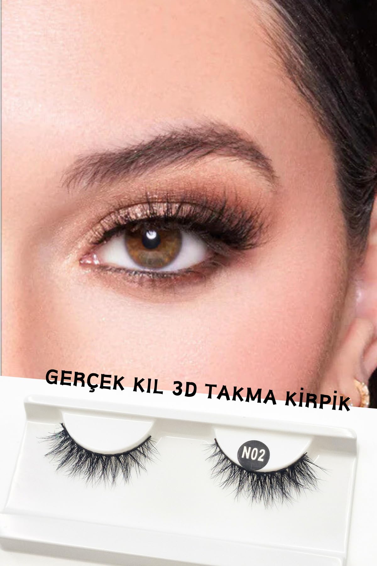 ruby face Doğal Görünümlü Gerçek Kıl Tam Boy İpek Takma Kirpik (1 Çift) - Mink Eyelash No: N02
