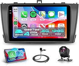 Rimoody 4G+128G Android Radio Coche para Toyota Avensis T27 2008-2015 Inalámbricos Carplay Android Auto, 9 Pollici Incell Pantalla Táctil Radio con GPS Navi WiFi Bluetooth FM/RDS EQ/SWC Cámara Trasera