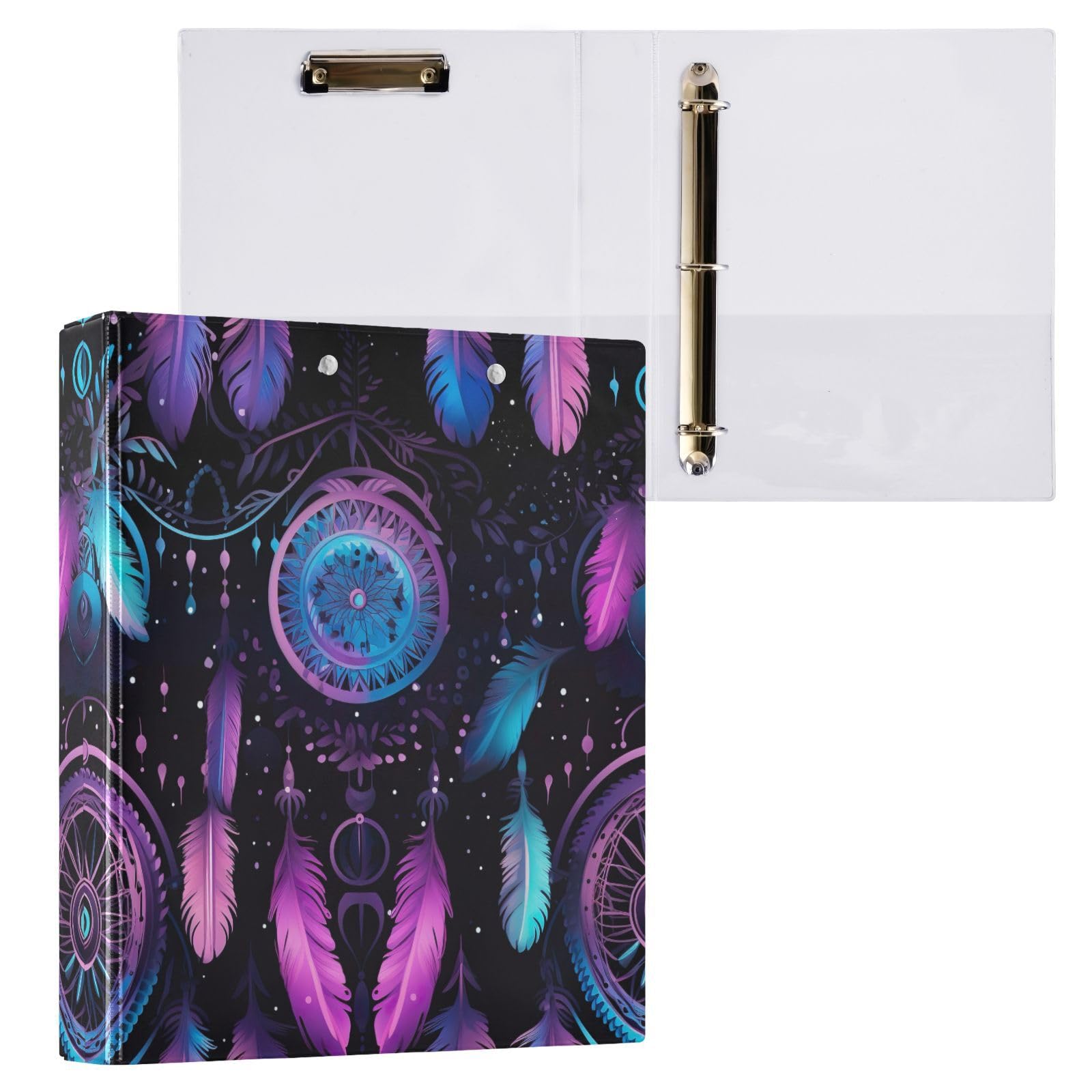 Raccoglitori a 3 anelli, 3,8 cm, colorati, rotondi, con clip in metallo, organizer per casa e ufficio, confezione da 2