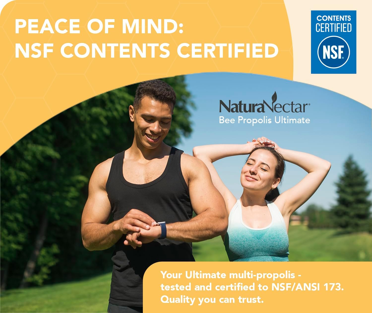 NaturaNectar - Ultimate Bee Propolis Capsules - NSF Contents Certified -Brazilian Red, Brown, & Green - Gluten-Free Supplement with Flavonoids - Naturally Sourced Through Ethical Beekeeping (60pcs.)