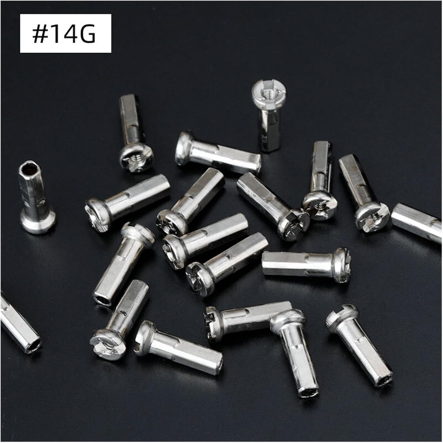 20/50PCS Brass Spoke Nipples 14G 13G 12G MTB Road Bicycle E-Bike Scooter Rim Caps Nuts Copper Parts Coated (Size : 14G 14mm Black 50PC)