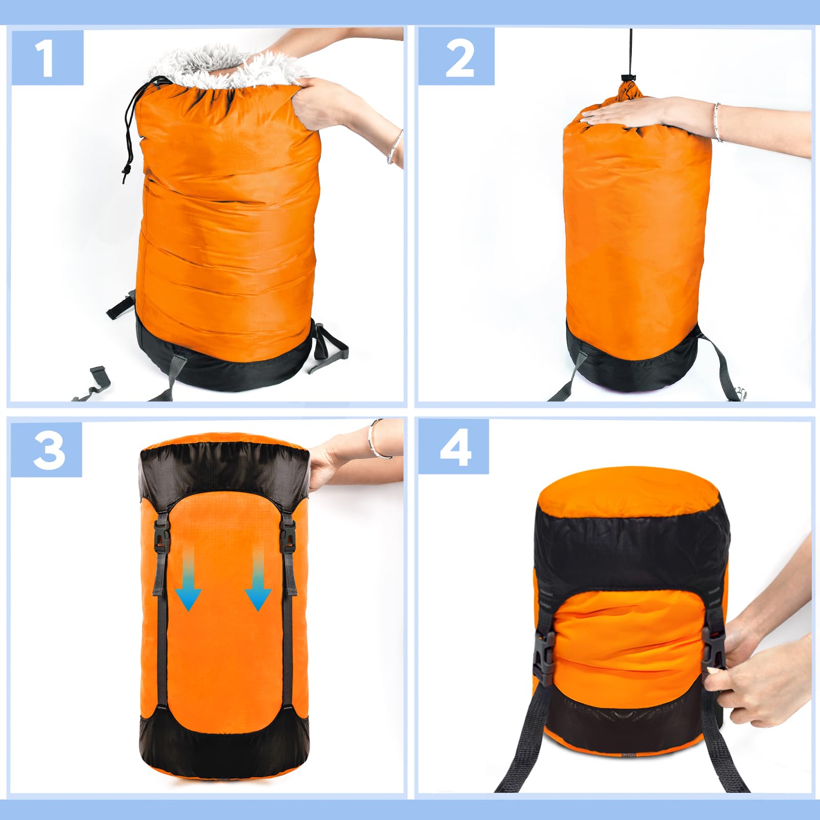XIABYAYU Kompressionssack für Schlafsack, Kompressionssack, Schlafsack Packsack, Outdoor-Aufbewahrungsbeutel, 11L/18L/30L/45L Platzsparende Ausrüstung für Camping, Reisen Sport & Freizeit