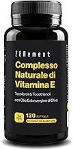 Vitamina E Naturale, Tocoferoli e Tocotrienoli, 120 Capsule Molli | Migliore Biodisponibilità, Massimo Assorbimento | Vitamina E Capsule per Viso, Antiossidante, Pelle e Anti-aging | Zenement