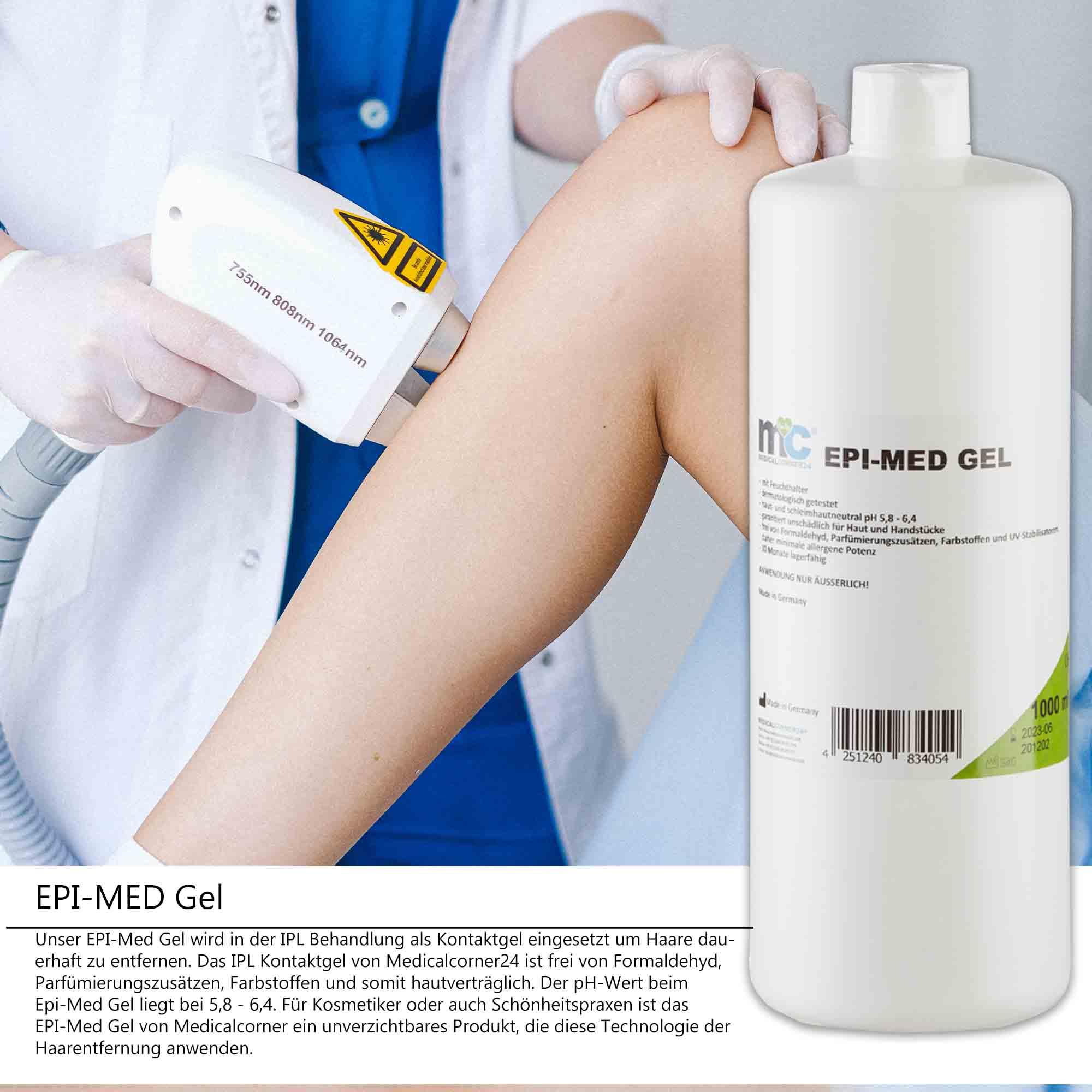 Medicalcorner24 IPL Gel Epimed, IPL Kontaktgel für Laser-Haarentfernung, Gel, 10 x 1 Liter, 10 x 1000ml