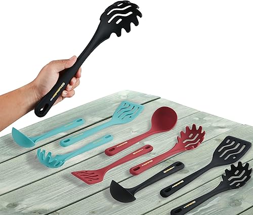 Miniatura 7 de RedWoodBest Juego de utensilios de cocina esenciales para pasta de silicona, 3 piezas, haz pasta caliente casera con nuestros utensilios, tenedor