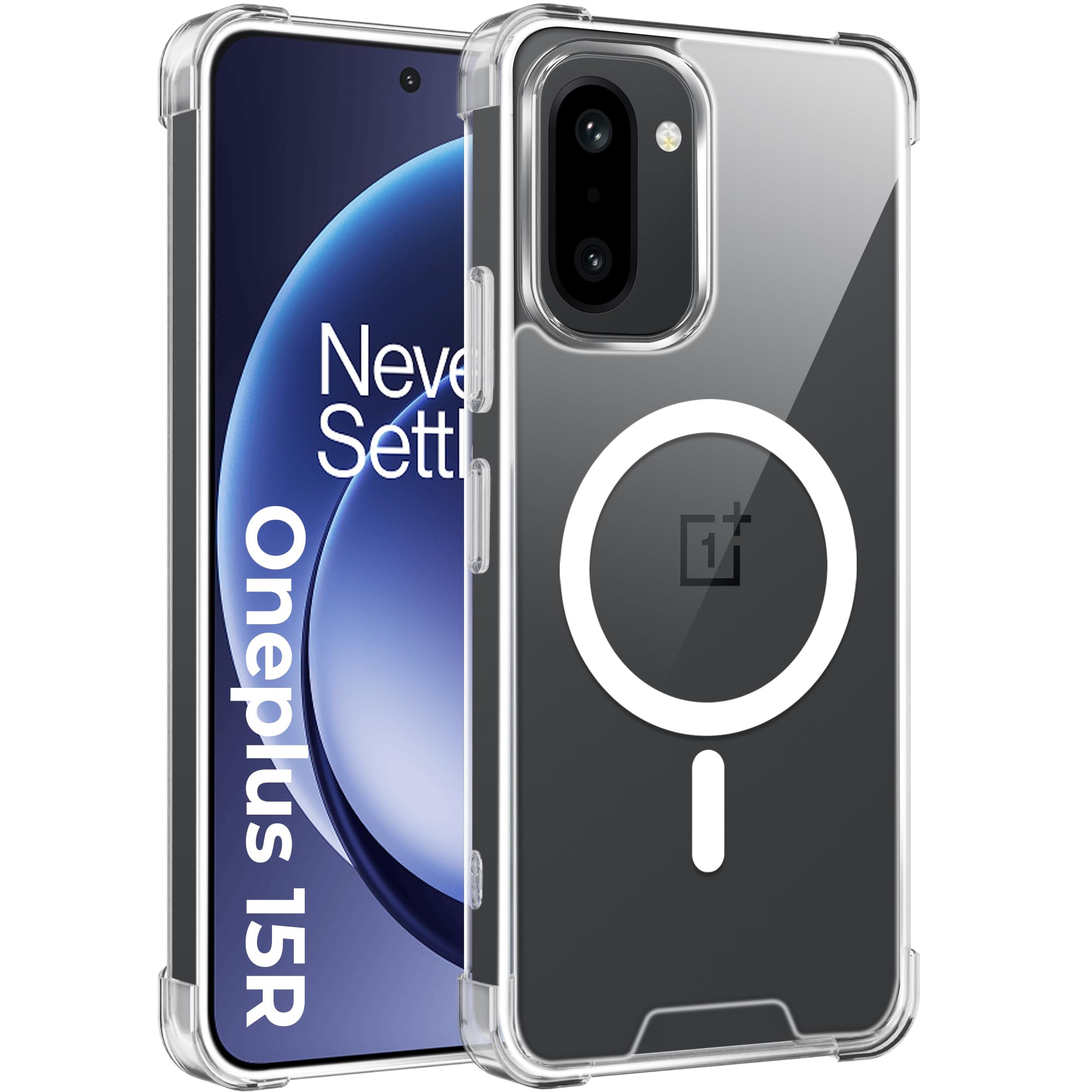 - Clear Back Cover Case for OnePlus 15R 5G Compatible with Mag-Safe| Acrylic | Shockproof TPU Protective Design | OnePlus 15R Back Cover - Transparent