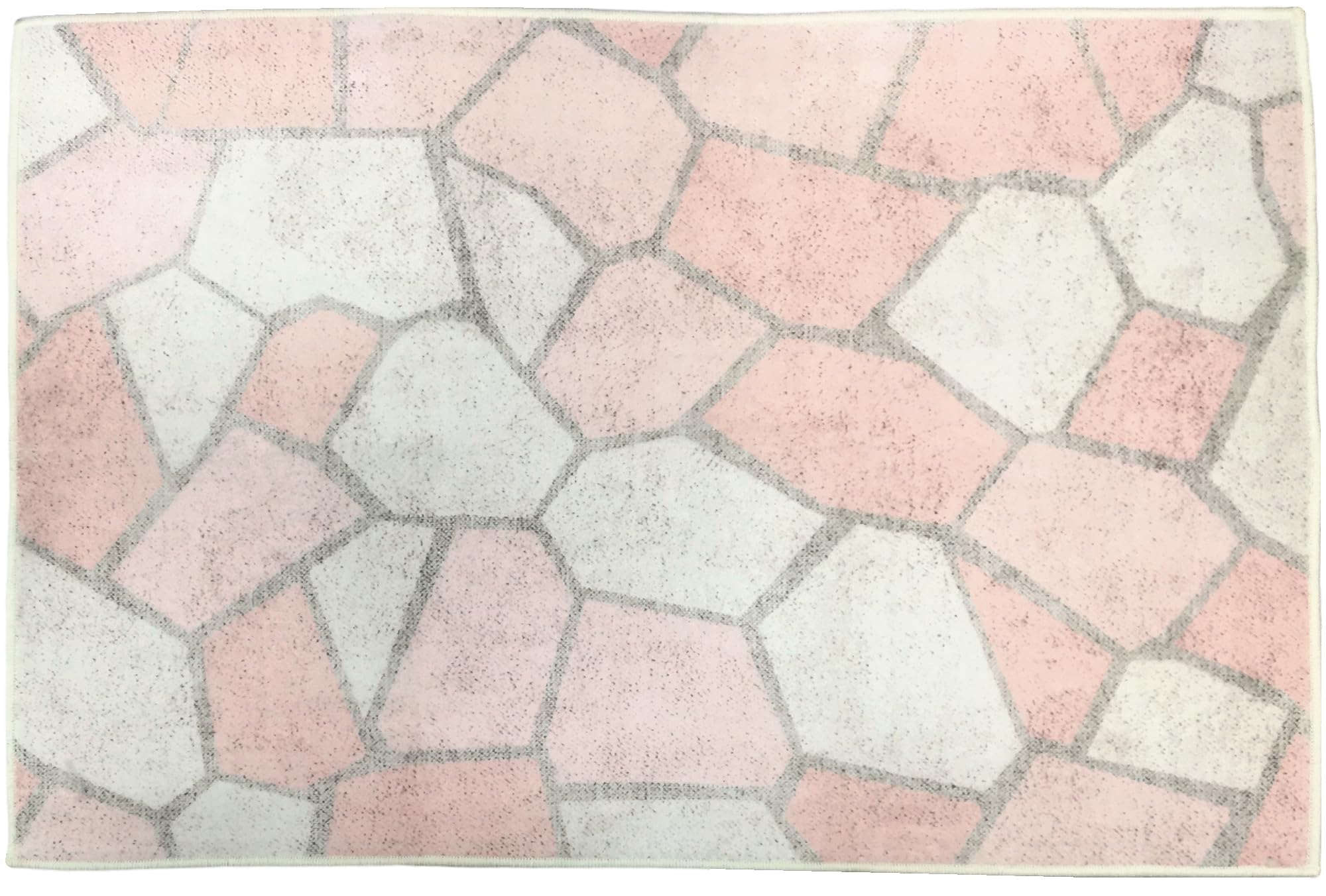 Geometric Design Rustic Stone 2 X 3 Area Rug Velvet Living Room Bedroom Entryway Carpet Ivory