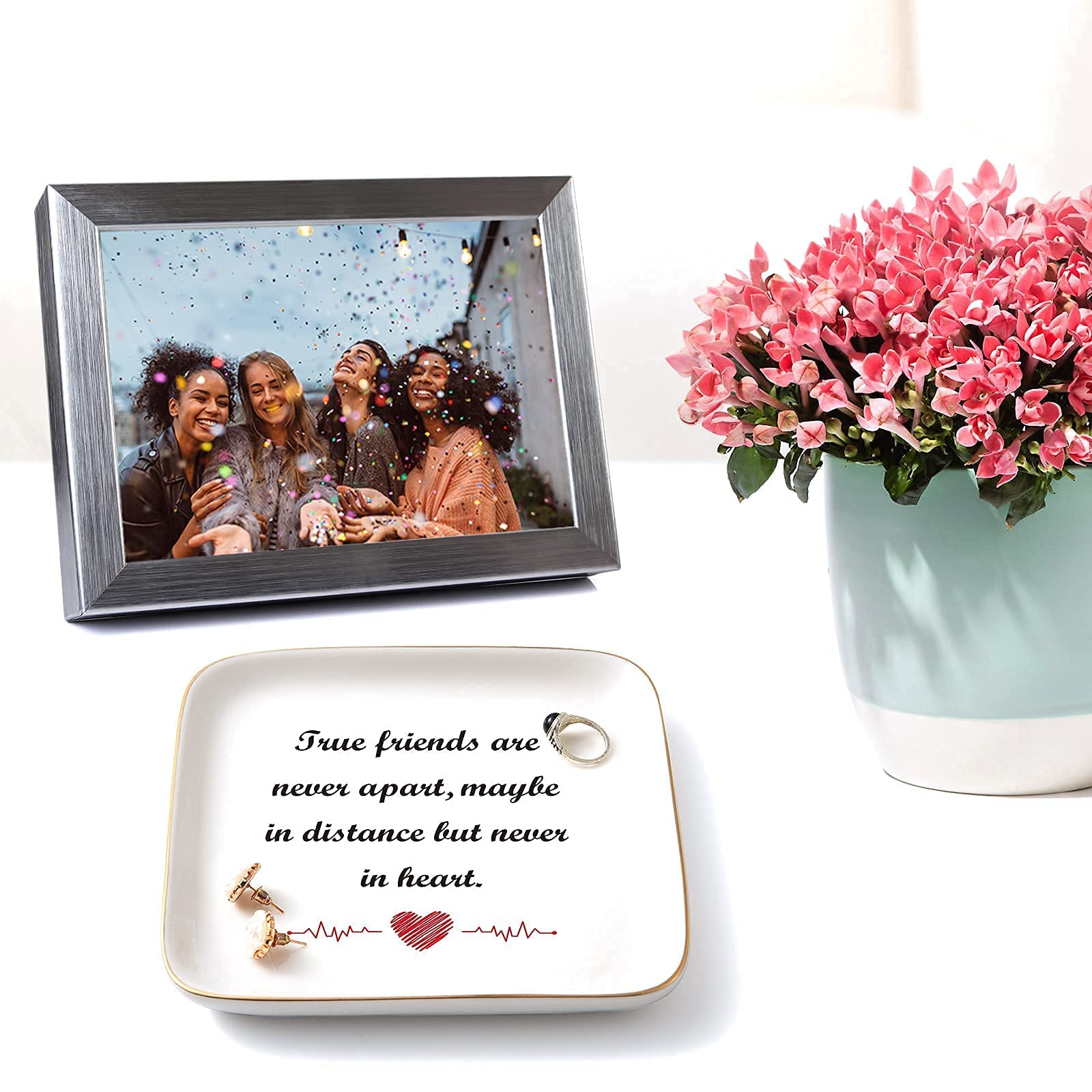 Portagioie Ceramica Regalo Amicizia - Piatto Con Scritta 'True Friends' Per Donne, Ideale Per Compleanni E Ricordi - Foto 11