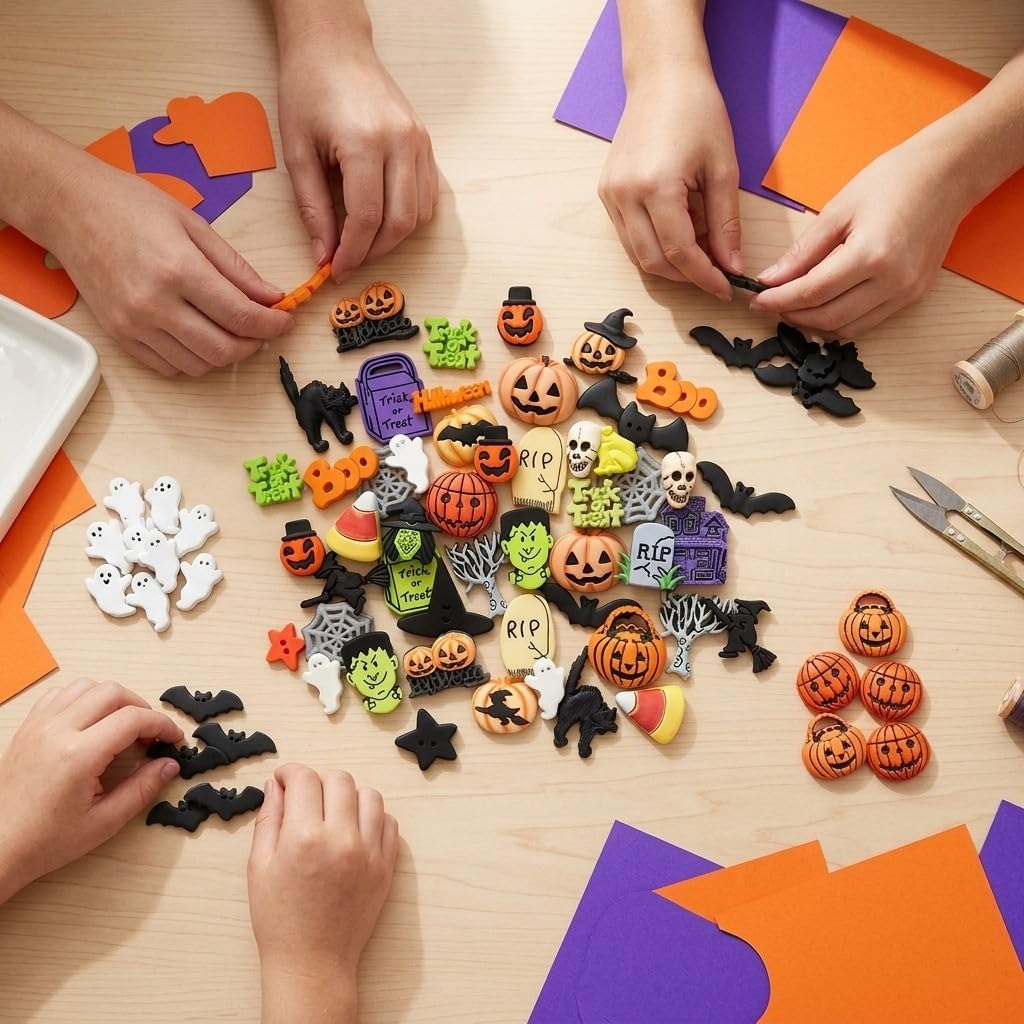 Buttons Galore 100 Halloween Buttons Super Value Pack for Craft & Sewing