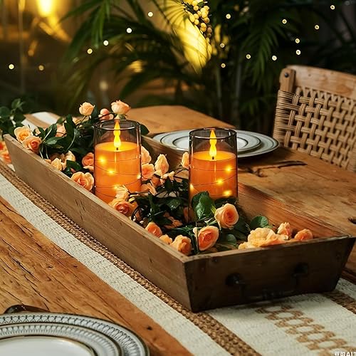 Miniatura 3 de Homemory Velas sin llama con cadena de estrellas incrustadas, velas que funcionan con pilas, velas LED, velas falsas con control remoto y