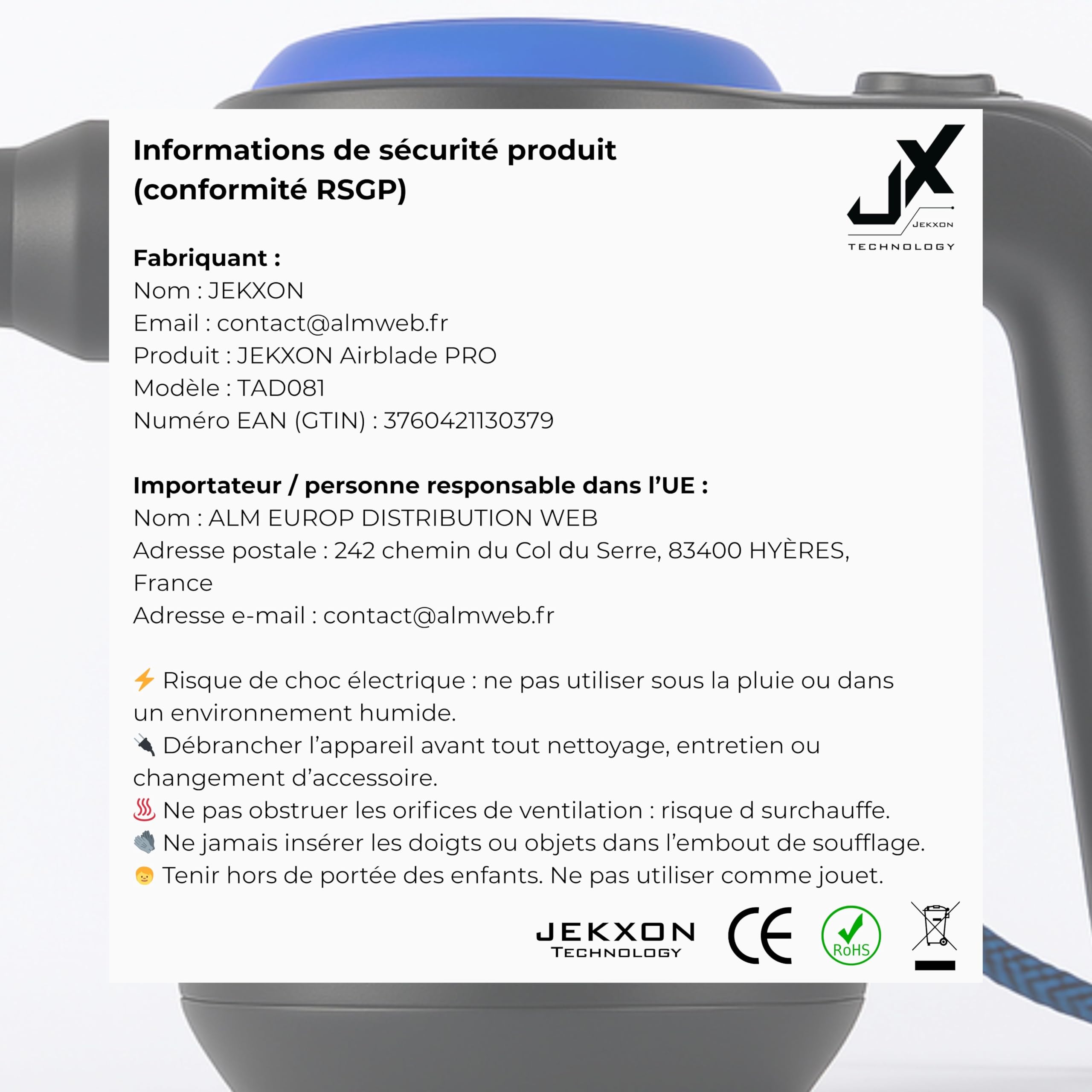 Soffiatore per PC spolveratore ultra potente 500 W – Pasta termica inclusa – Guida per mantenere il suo PC in omaggio – Spolveratori potenti ideale per PC – Soffiatore aria compressa cablata a
