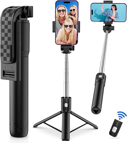Miniatura 1 de Trípode para selfie stick con control remoto, trípode para teléfono con soporte extensible para teléfono, trípode portátil para selfie para iPhone,