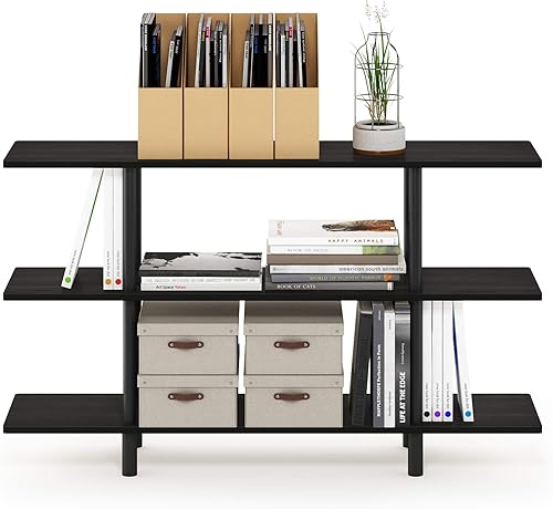 Miniatura 58 de Furinno Turn-N-Tube - Estante de exhibición lateral de 3 niveles, color espresso/negro Espresso / negro,Roble francés gris/negro.,Roble Francés/Negro