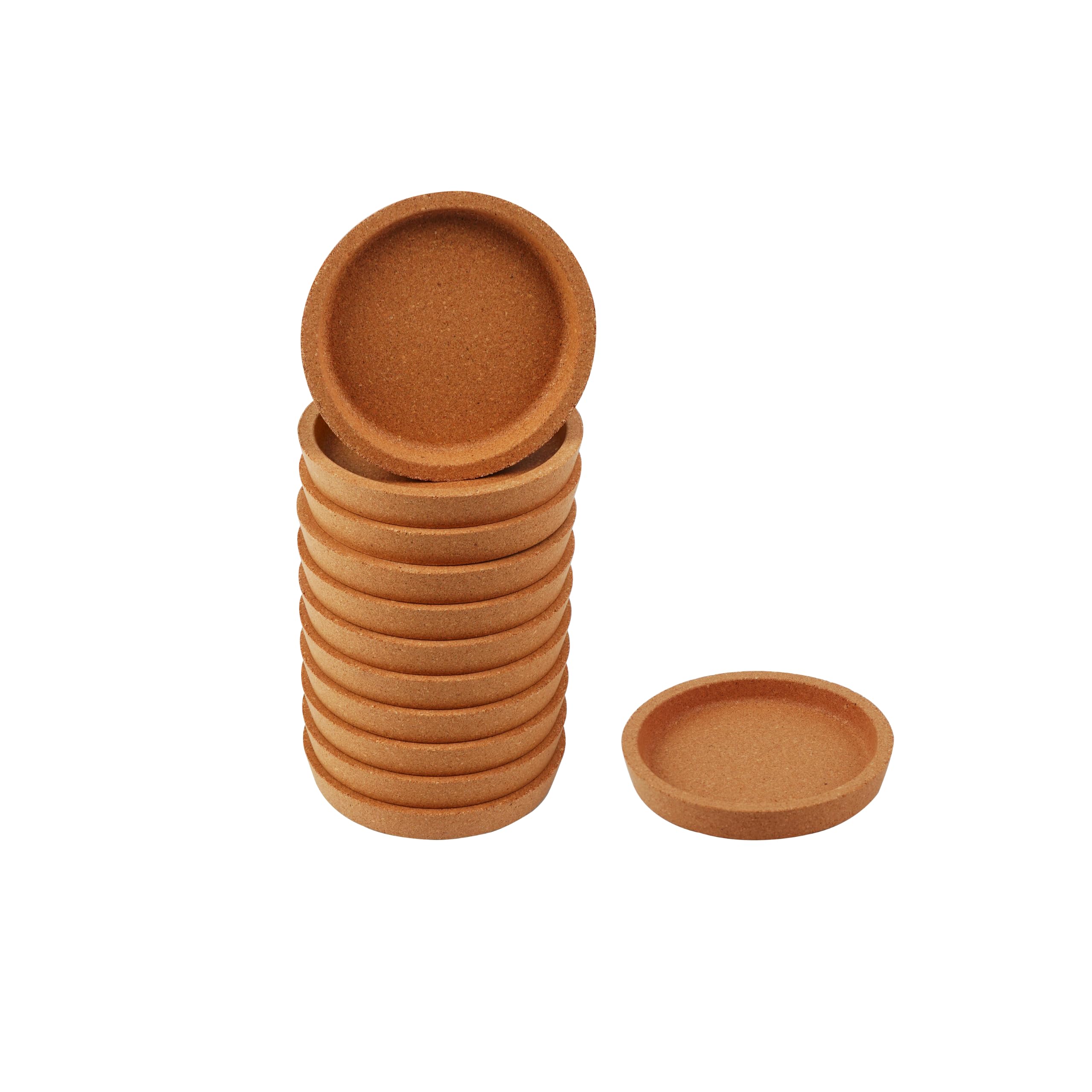 12-teiliges Set Korkuntersetzer rund & Korkuntersetzer rund mit Rand, 10 cm Durchmesser, umweltfreundlich, hitzebeständig, wasserdicht & rutschfest, universell einsetzbar für Küche, Büro und Bar