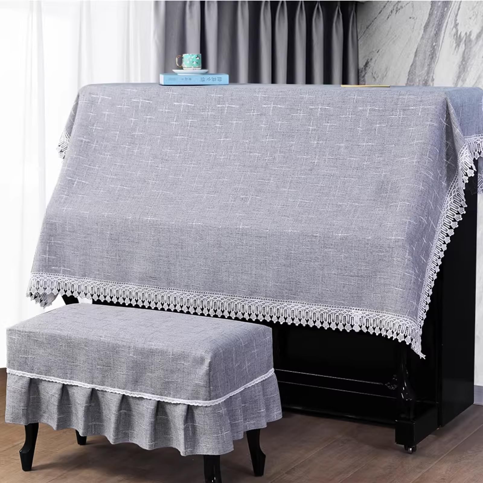 Copertura per pianoforte verticale, protezione morbida al tatto per pianoforte elettrico/console, copertura protettiva impermeabile antipolvere per pianoforte, blocco luce solare, gatti (set di