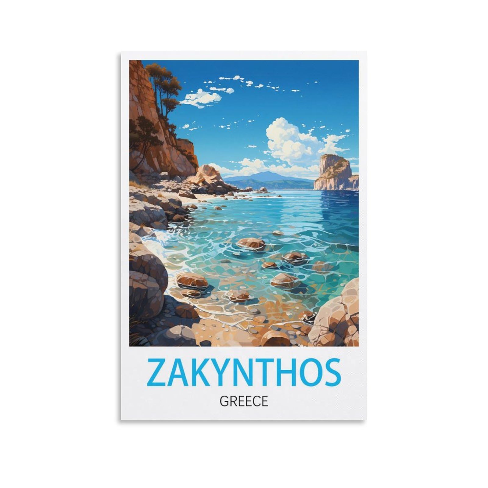 Orbana Unframe-Style Zakynthos Greece Vintage Travel Posters 08X12inch(20X30cm) Canvas Print For Living Room, Bedroom, Dorm, Home, Office Wall Decoration