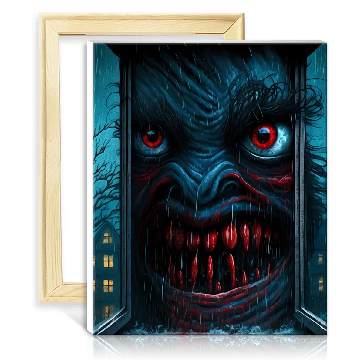 TANGFEIY Oil Painting Horror Adults Art Crafts with Brushes and Acrylic Pigment on Canvas Painting for Adults House Art Deco Crafts with Frame(30x40cm) — image 1