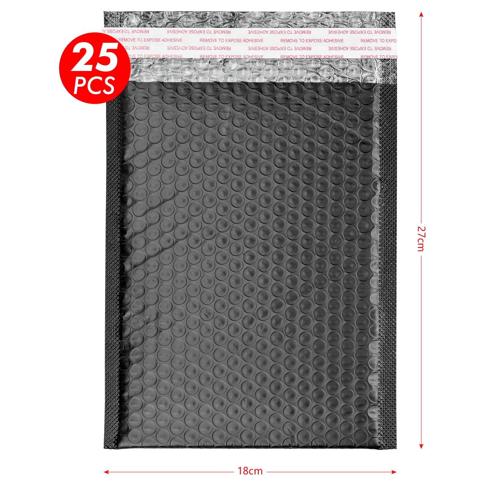25 Enveloppes Bulles Auto-adhésives TEESIN 27x18cm - Protection Expédition - Noir - Résistant Déchirure