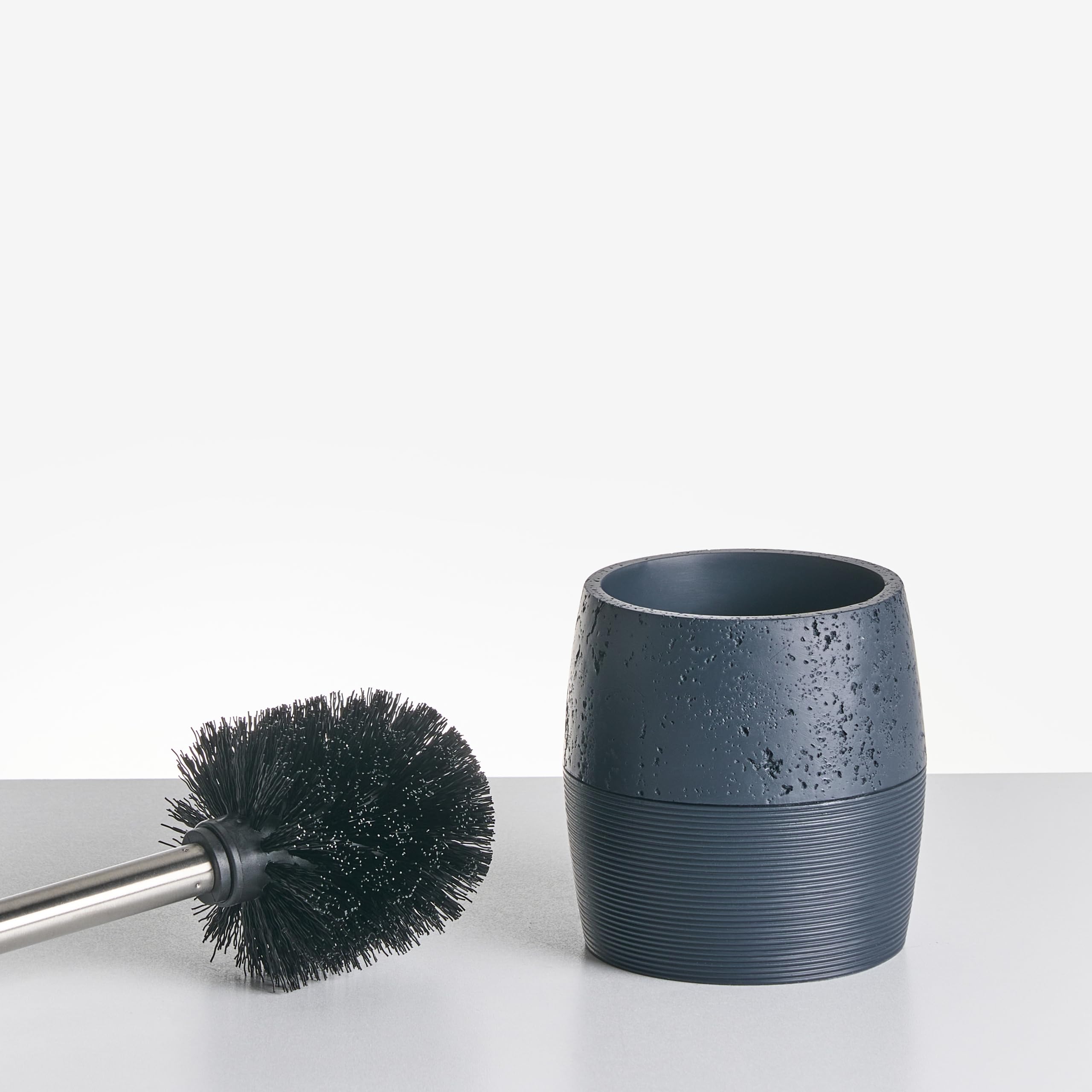 Conjunto de 5 Accesorios de baño jabonera dispensador de jabón escobilla de Inodoro Vaso Soporte para cepillos de Dientes Azul Oscuro Yarapa