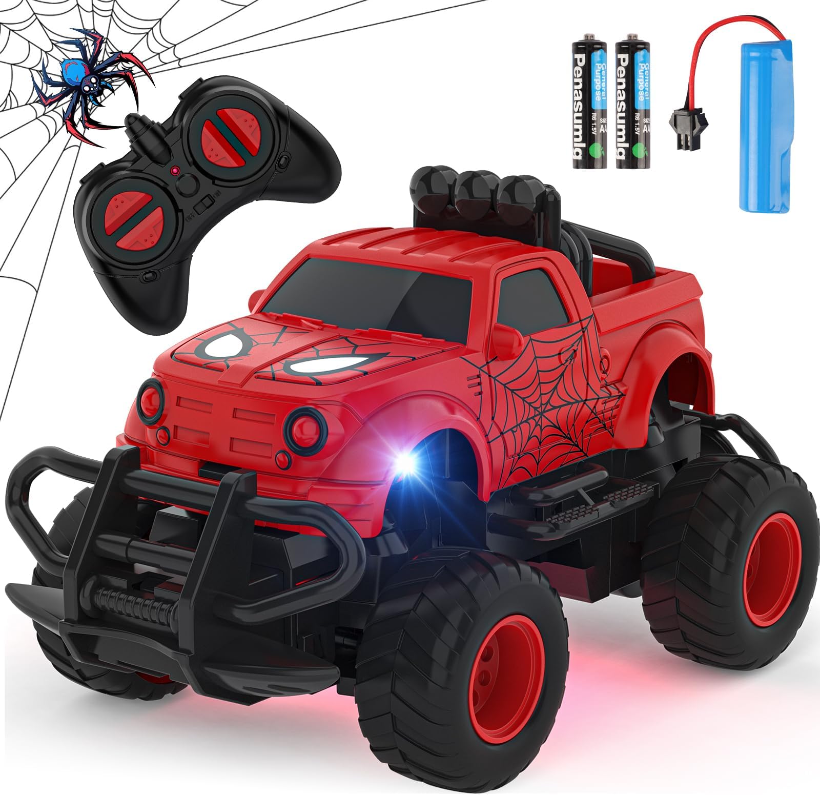 Tozuoup Remote Control Car for Boys 4-7, 1:43 Scale Mini RC Cars for Kids 3-5, RC Truck Christmas Birthday Gift for Toddlers 3 4 5 6 7 8 Year Old Boys (Red)