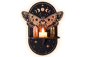 Wood Crystal Display Shelf with Moth Motif