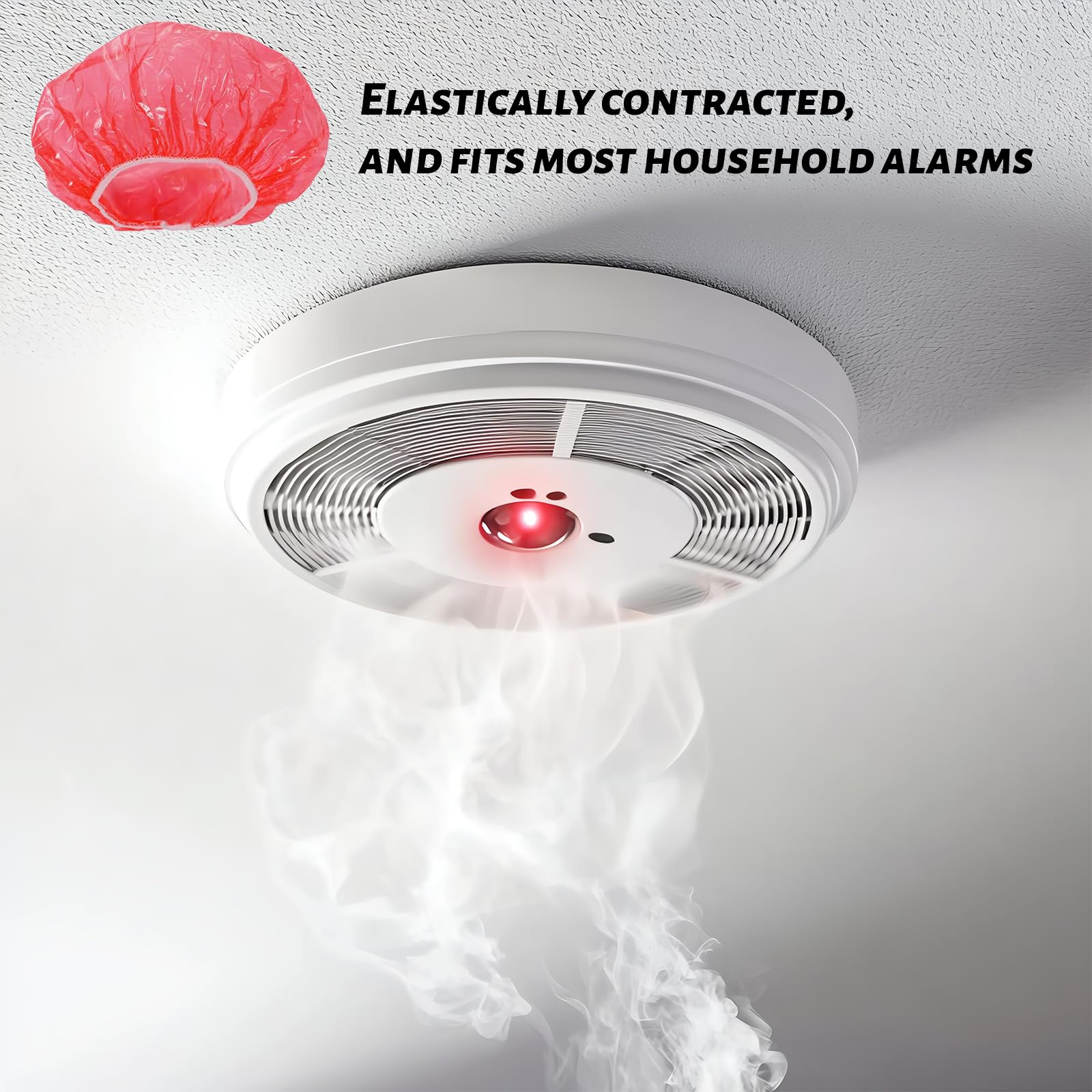 50pcs Fire Alarm Cap Reusable, Home Alarm Dust Cover with Stretch Elastic, Thickened Plastic Smoke Detector Cover, (Red) - Image 4