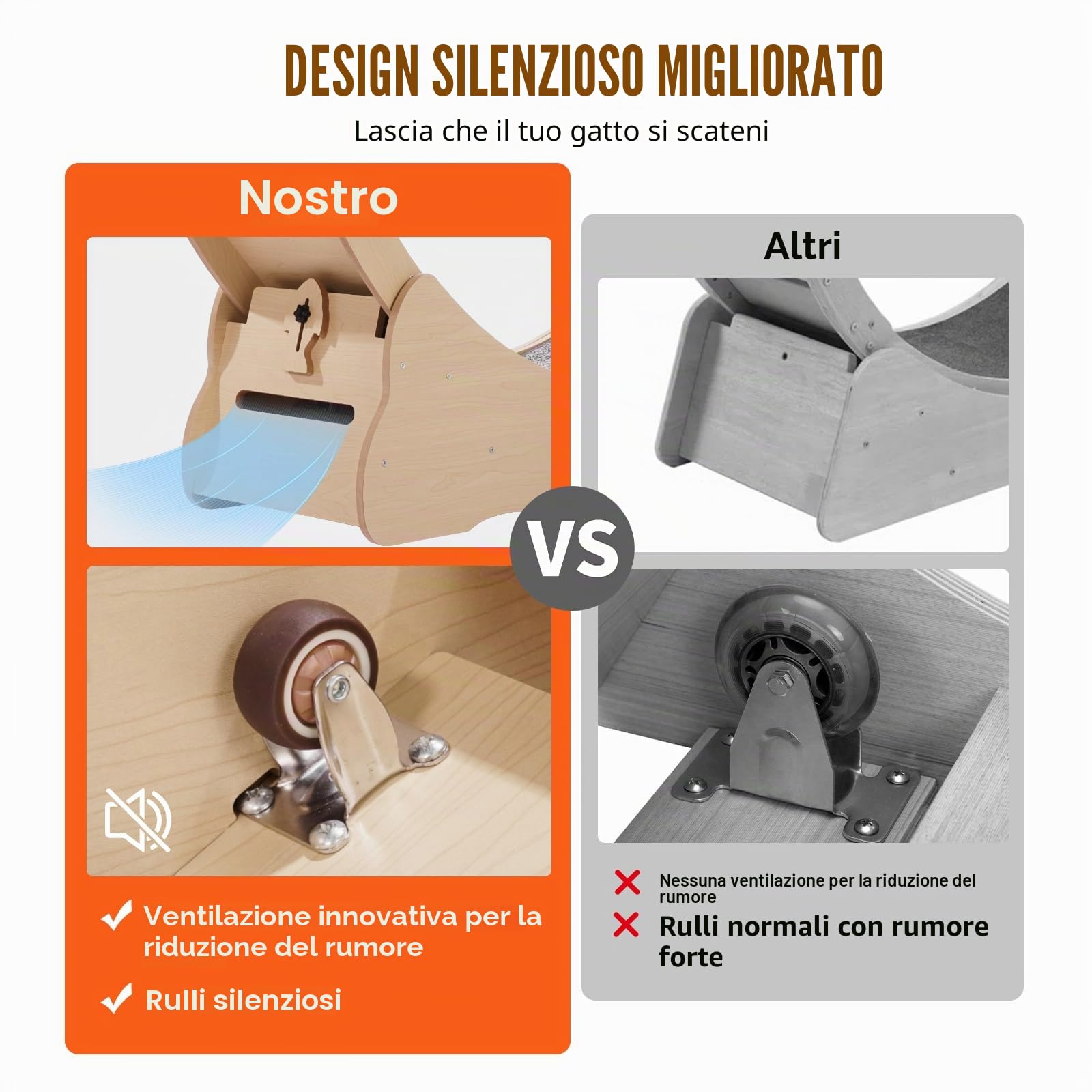 VEVOR Cyclette per gatto in Legno, Tapis Roulant Diametro 1320 mm, Ruota per Esercizi con Tappeto Rimovibile per gatto