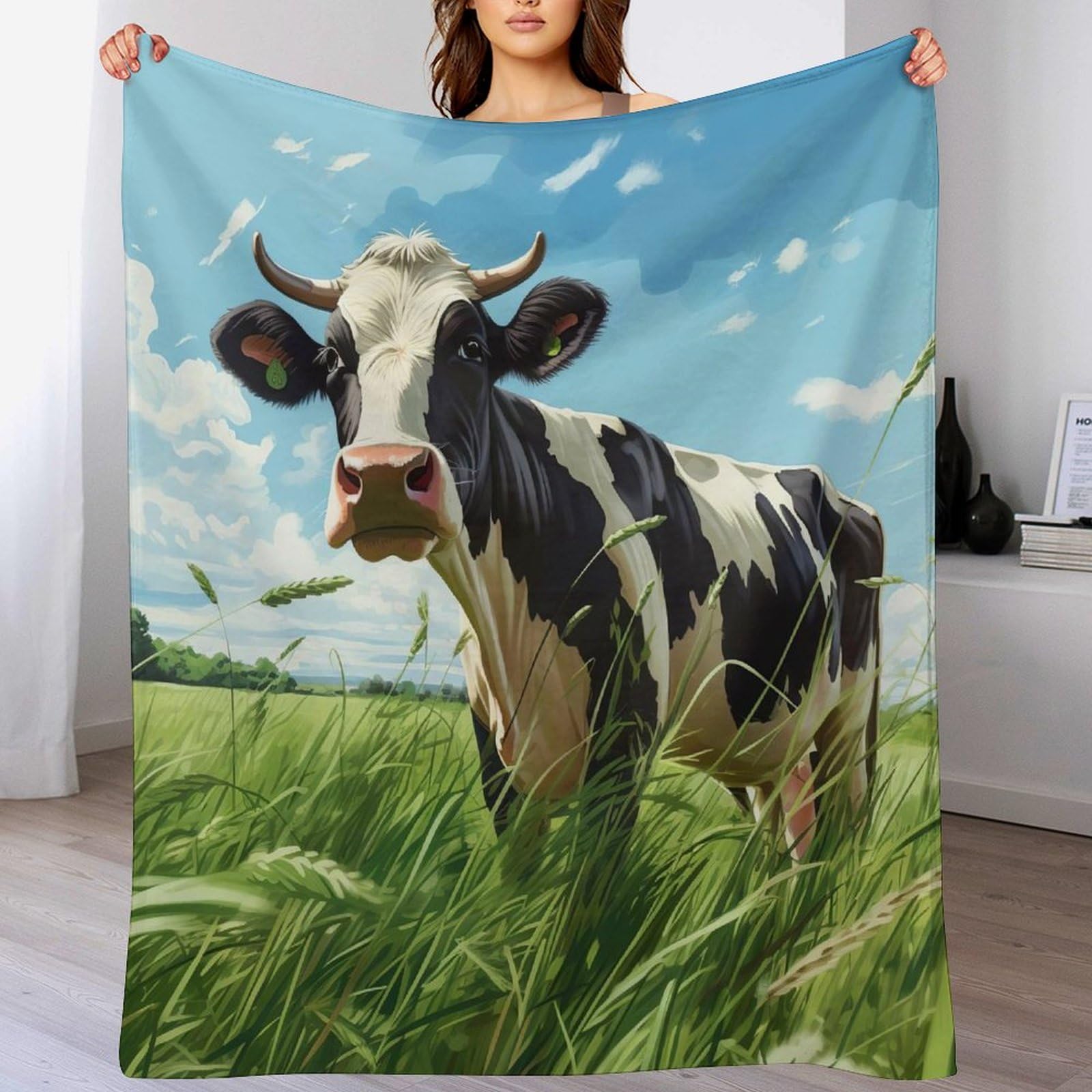 Couverture polaire en flannel supérieure | Plaid vache très doux 130x150