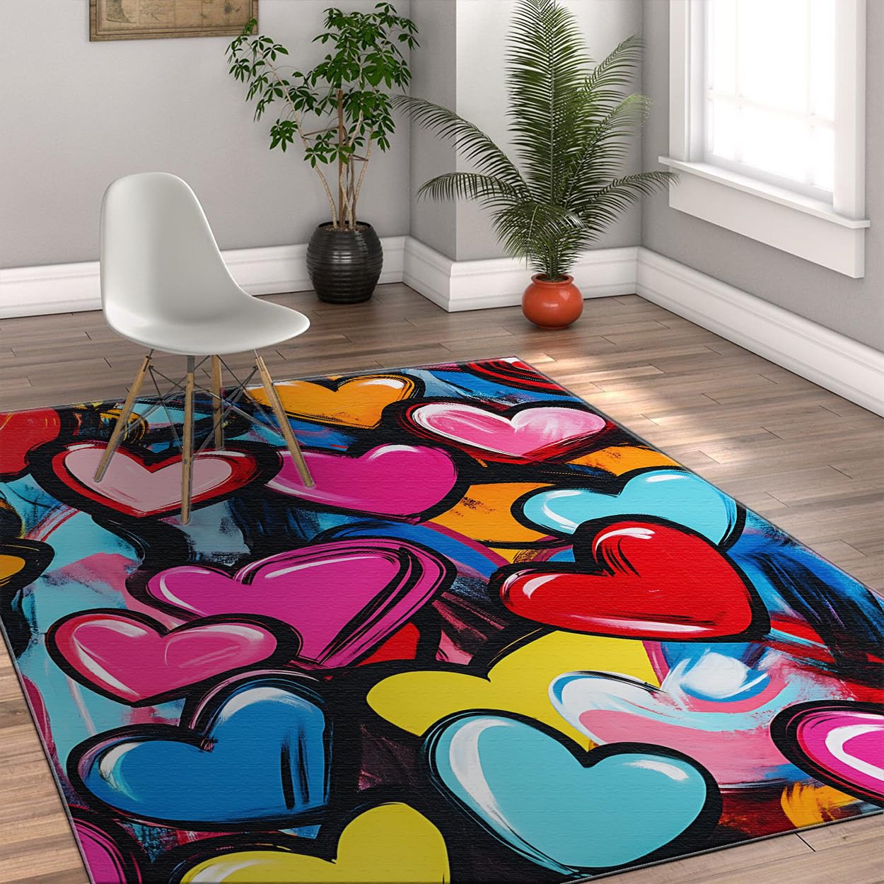 Tapis art de rue coloré 140x200cm lavable et antidérapant