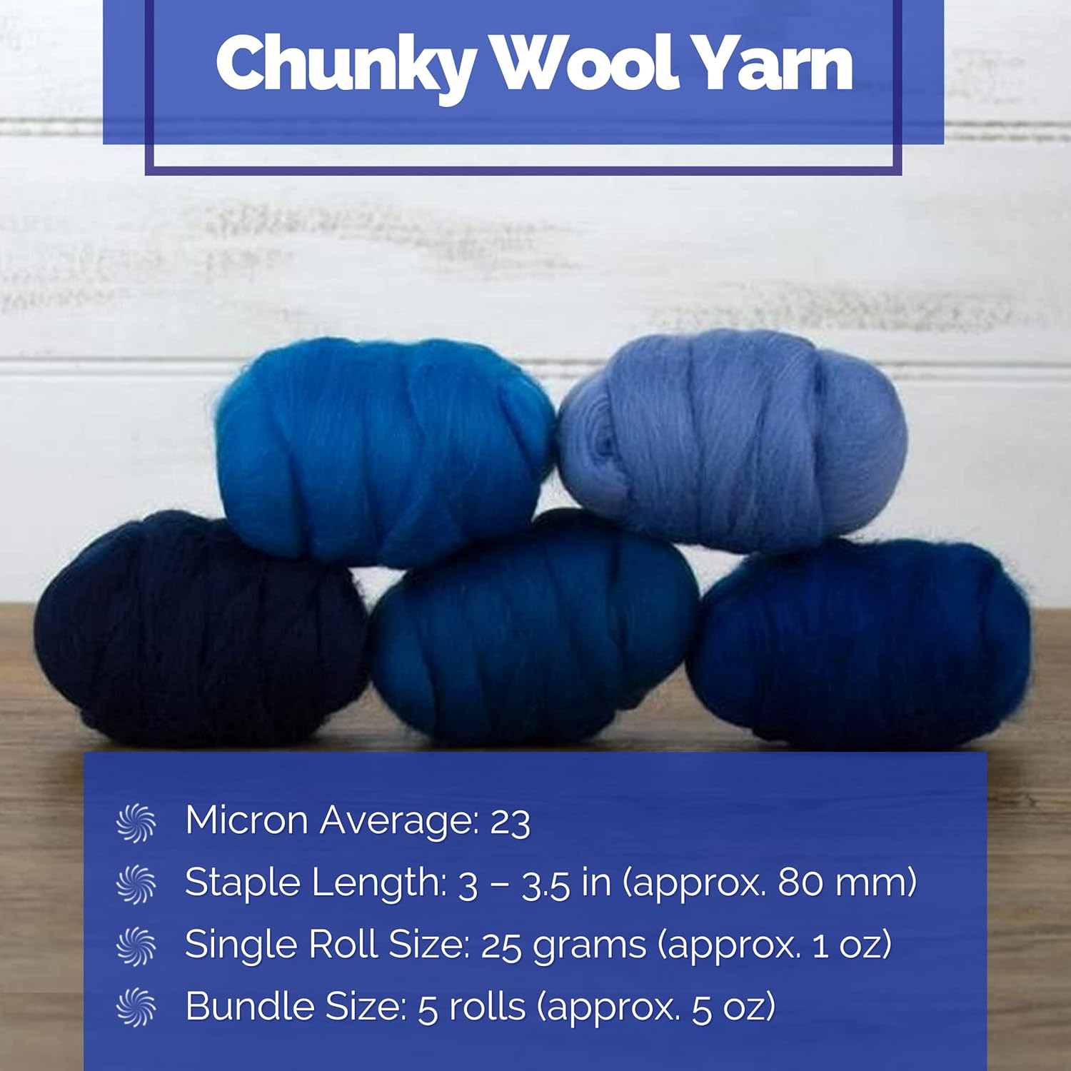 Revolution Fibers | Mixed Merino Wool Variety Pack | Perfect Wool Roving for Spinning, Needle Felting, Wet Felting, Weaving and Crafting (Delta Blues (Blues), 250 Grams)