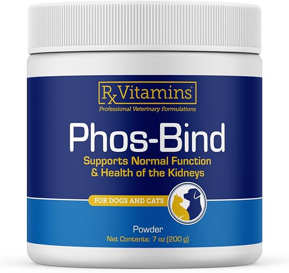 Rx Vitamins Phos-Bind - Kidney Support Supplement Powder - Phosphate Binder For Cats & Dogs For Kidney Health - Supports Normal Kidney Cleanse And Essential Kidney Care - 200g