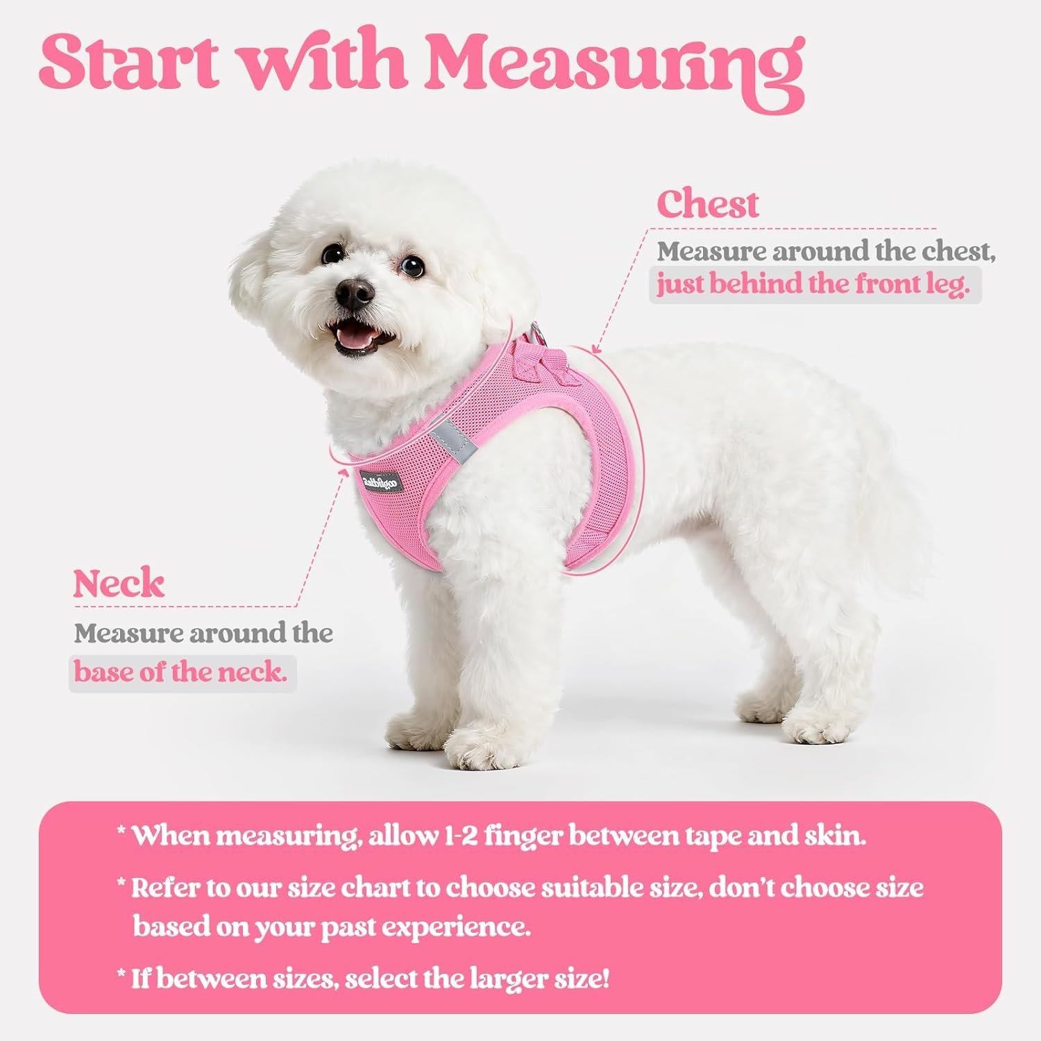rabbitgoo Dog Harness Small Sized and Leash Set, Step in Soft Light Puppy Vest, Breathable Mesh Pet Harness, Reflective for Safe Easy Walking, Light Pink M
