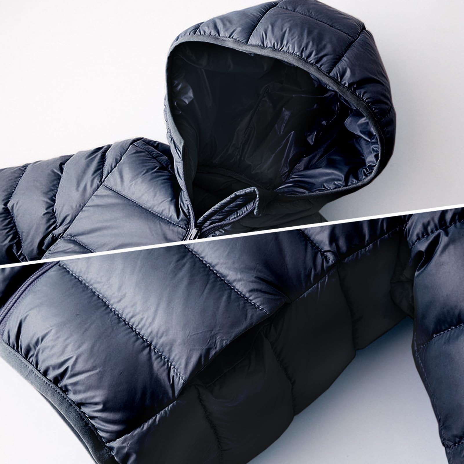Doudoune Enfant Courte Veste Matelassée en Coton de Couleur Unie Manteau Hiver à Capuche à Manches Longues pour Garçon Fille