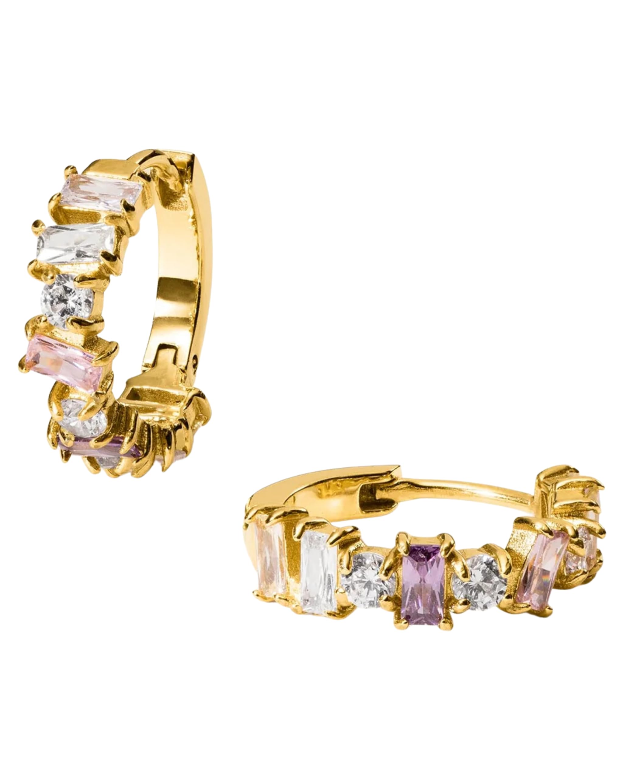Purelei Fancy Ohrringe – Damenohrringe aus Zirkonia-Schmucksteinen und Edelstahl (14K vergoldet) – Wasserfeste Creolen – 17 mm Durchmesser – Modeschmuck für deinen individuellen Look