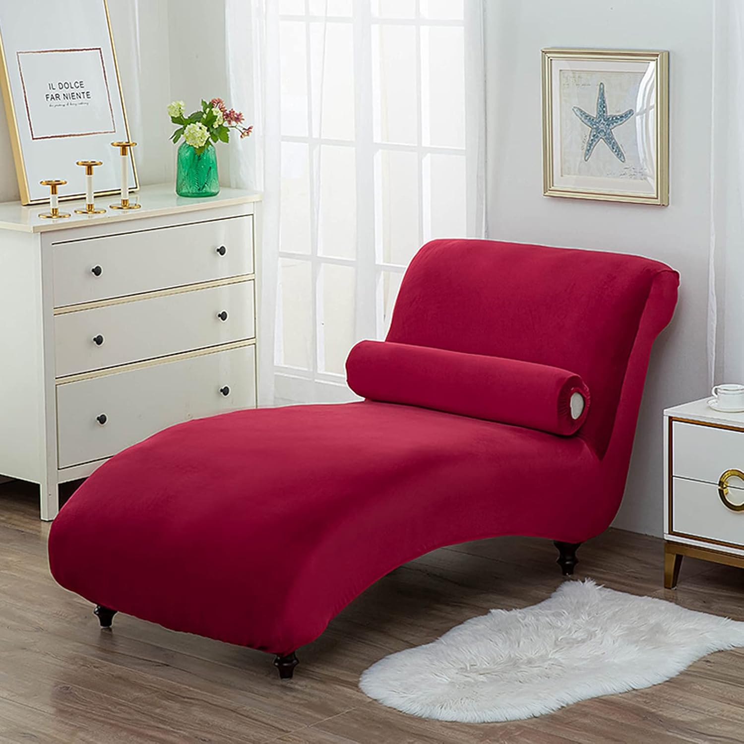 Velvet Armless Chaise Slipcover,Chaise Lounge Cover Stretch