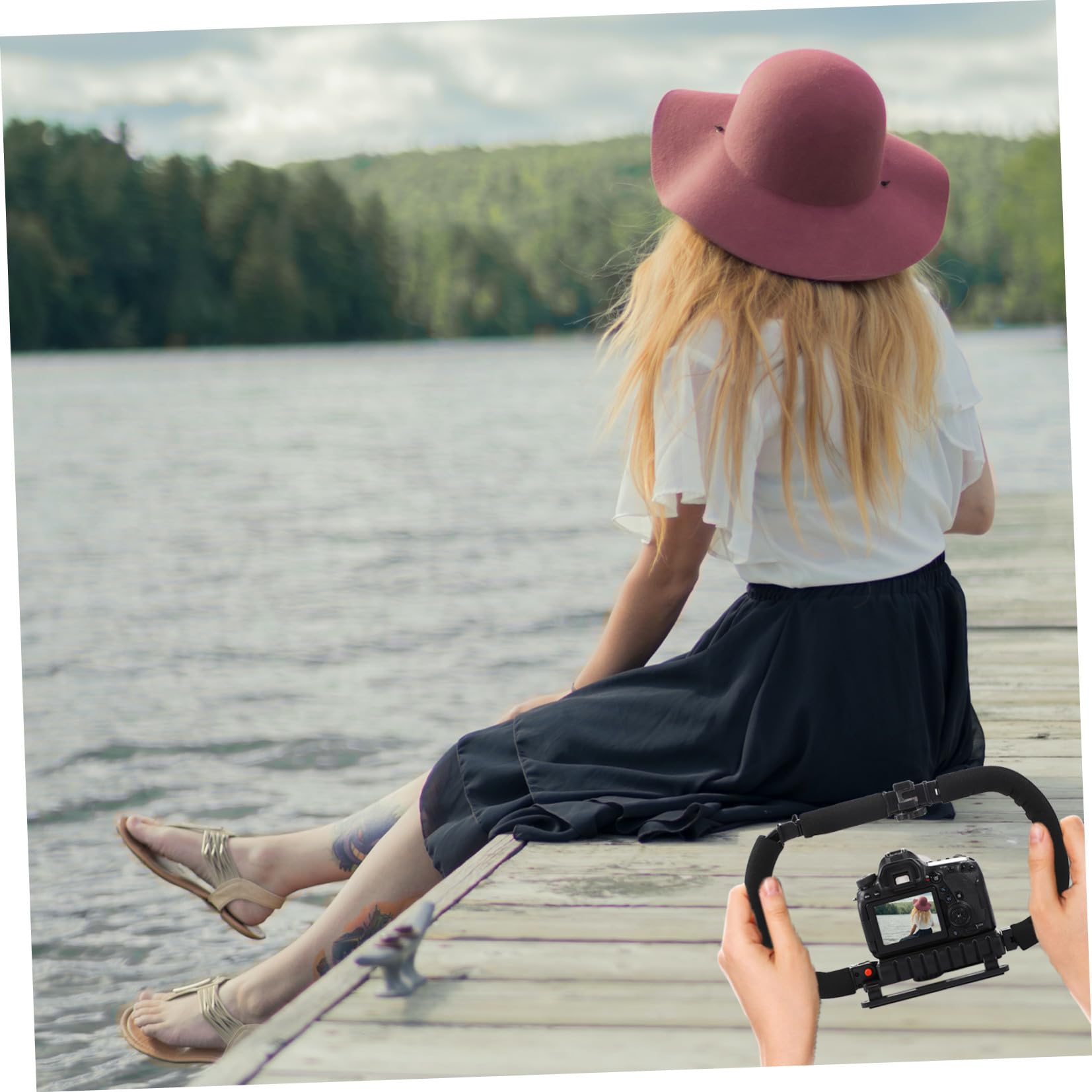 Operitacx Stabilizzatore Video per Fotocamera DSLR Impugnatura in Spugna Antiaffaticamento e Blocco Angolo, Struttura in Metallo e Plastica 3 Porte Hot Shoe per Riprese Stabili