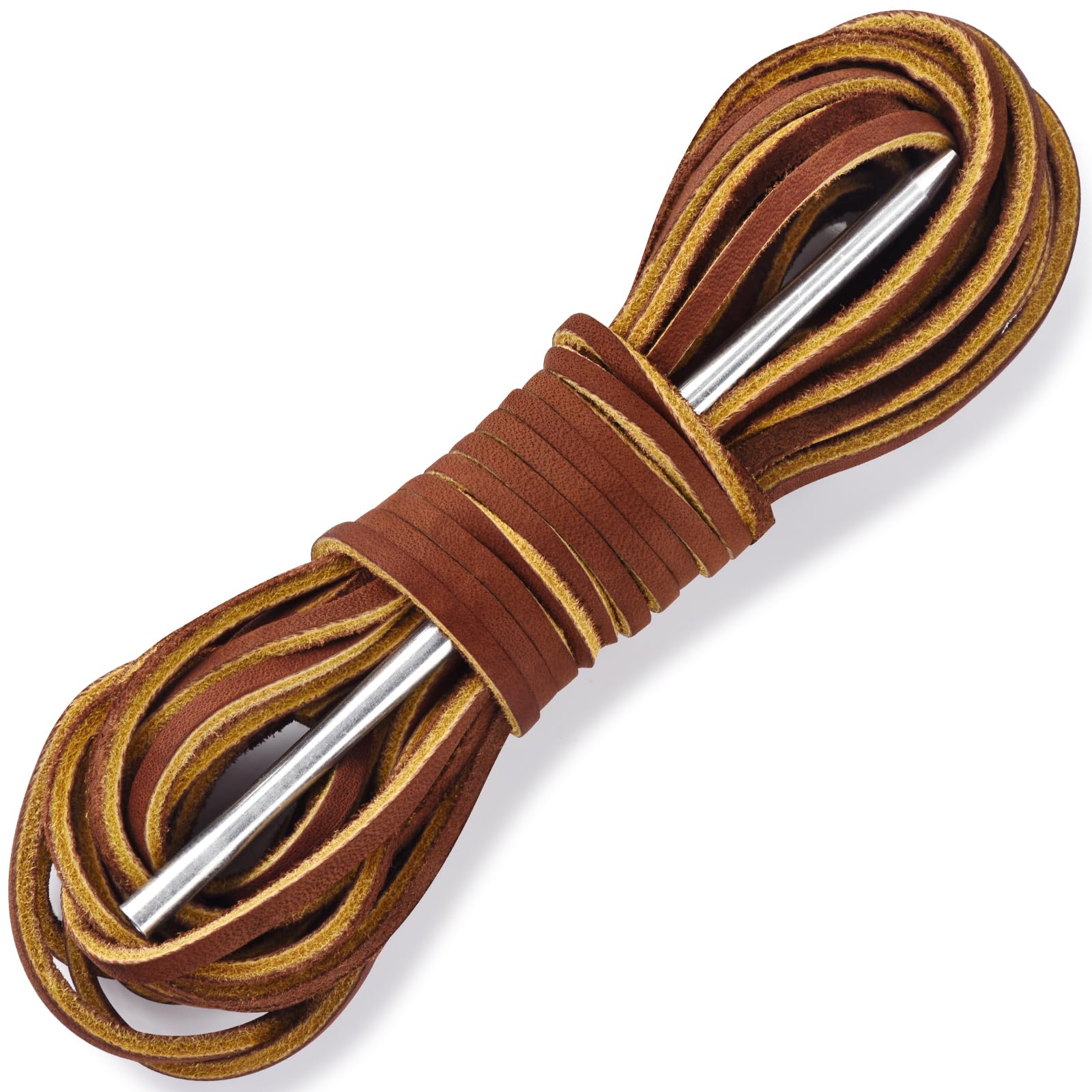 TeeLiy Leather Shoe Lacing Kit Relace Kit for Handsew Shoes 41-47 Inch Leather Shoelace for Boat shoes 1